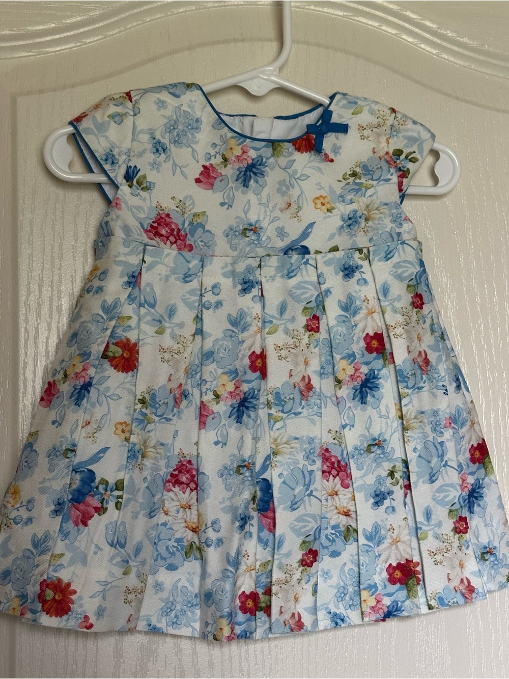 Mayoral Blue Floral Pleated Dress Size 9 mo
